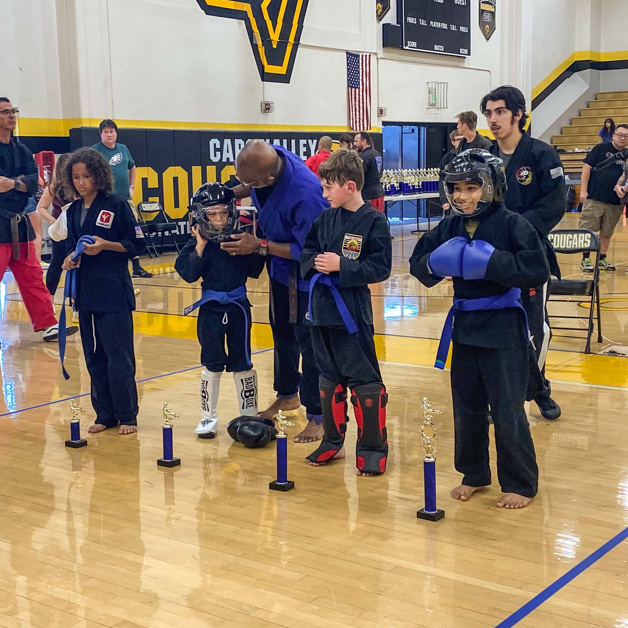Mission Viejo Karate students at a tournament
